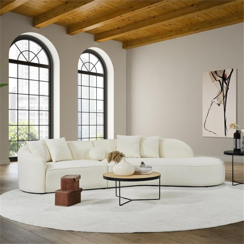 كنب ركني زاوية دائري على شكل حرف L - L-Shaped Circular Sectional Sofa