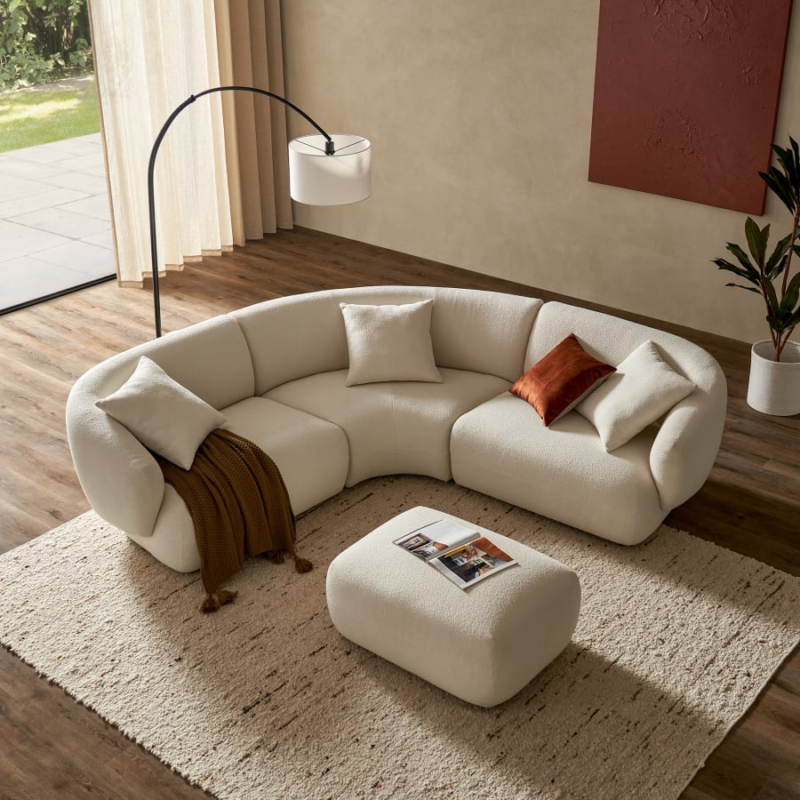كنب ركني زاوية دائري على شكل حرف L - L-Shaped Circular Corner Sectional Sofa