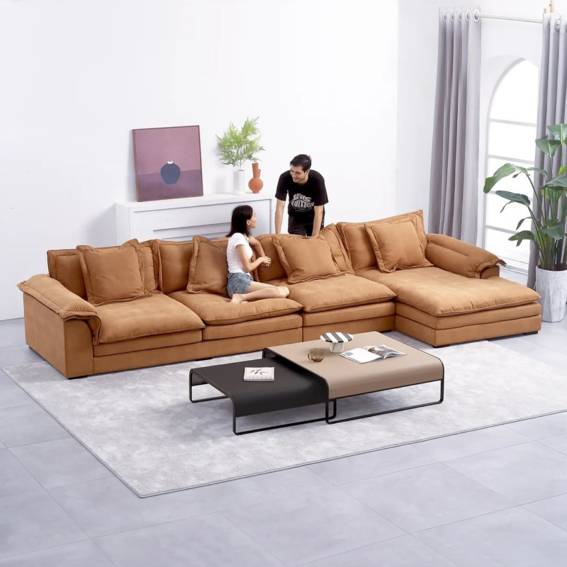 Convertible L-Shape Velvet Sectional Sofa - كنب ركني زاوية عصري مخملي قابل للتغير على شكل L