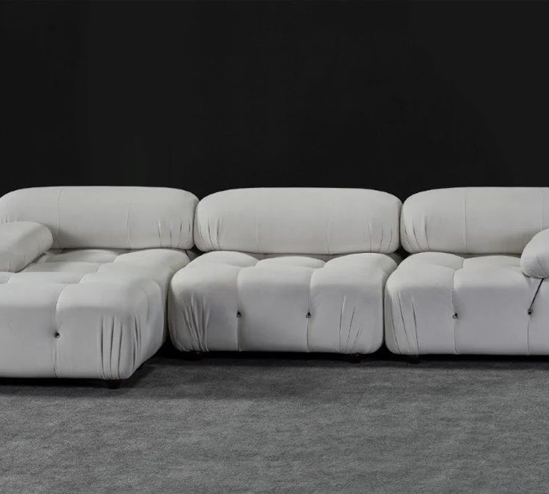 Modern L-Shape White Sectional Sofa - طقم كنب زاوية عصري أبيض