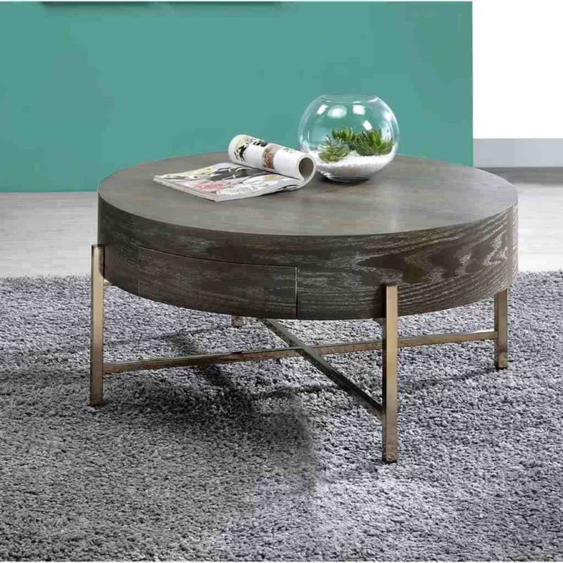 طاولة وسط بني و ذهبي 80x55سم